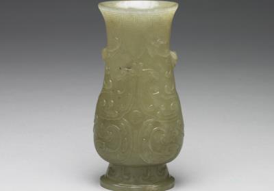 图片[3]-Jade vase with dragon and phoenix pattern, Qing dynasty (1644-1911)-China Archive